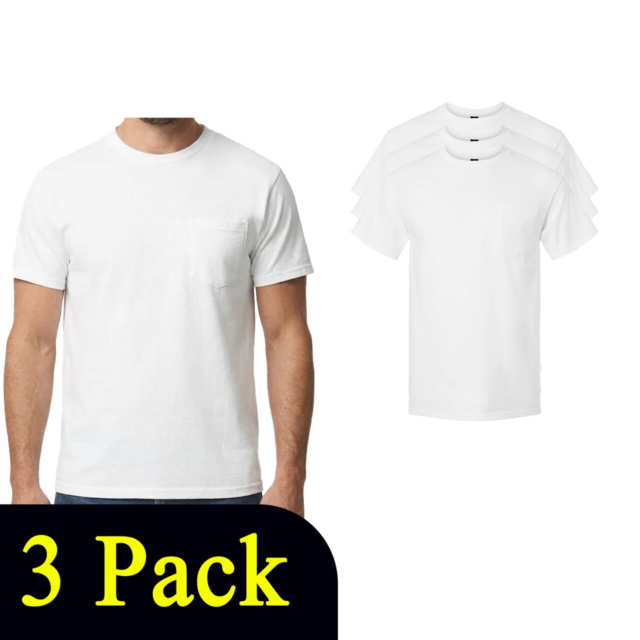 Gildan Ultra Cotton Pocket White T-Shirt, Adult's Craft & DIY T-Shirt Value Pack